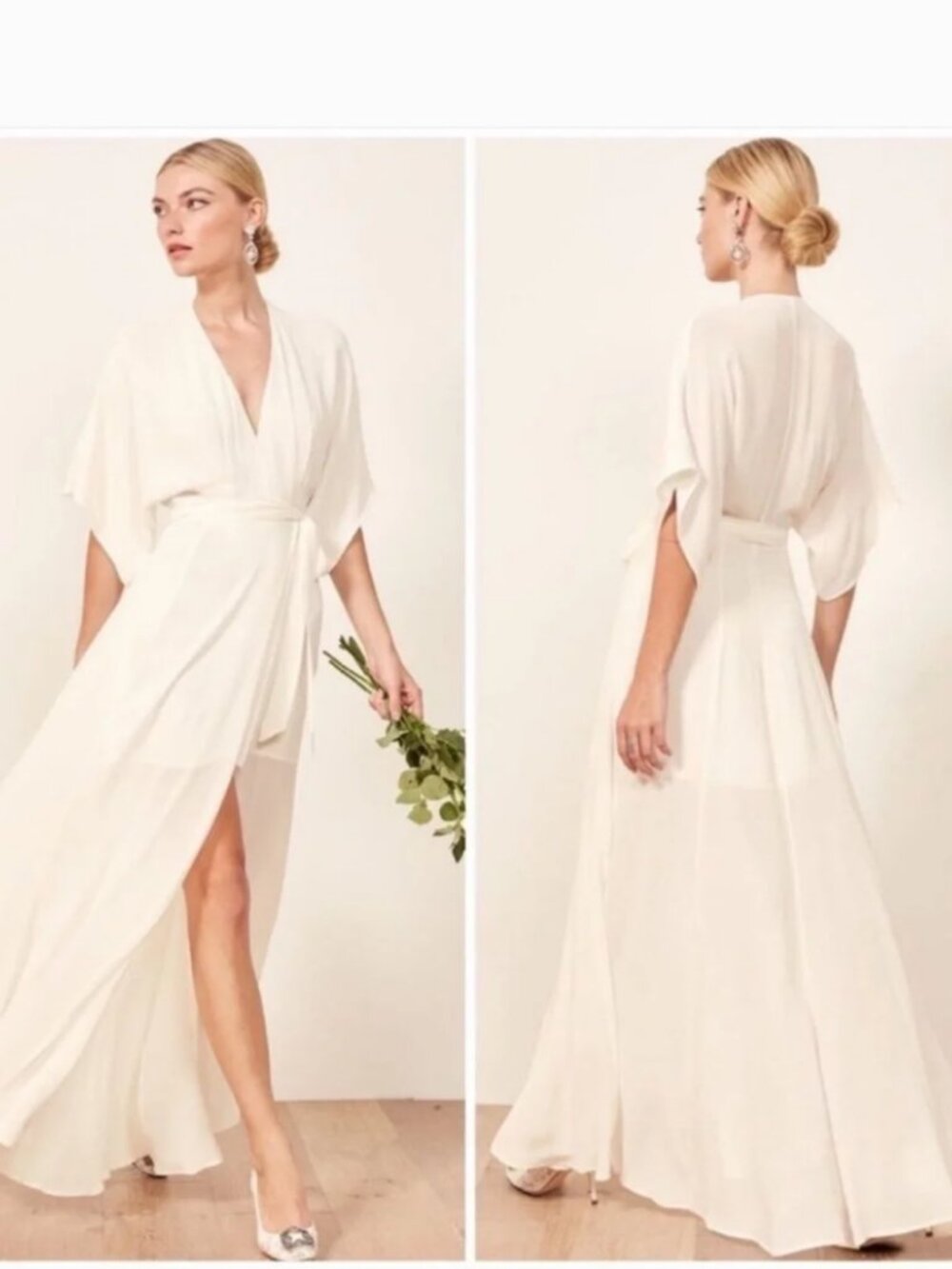 Reformation Ivory Maxi Wrap Dress – Petite Small – New With Tags